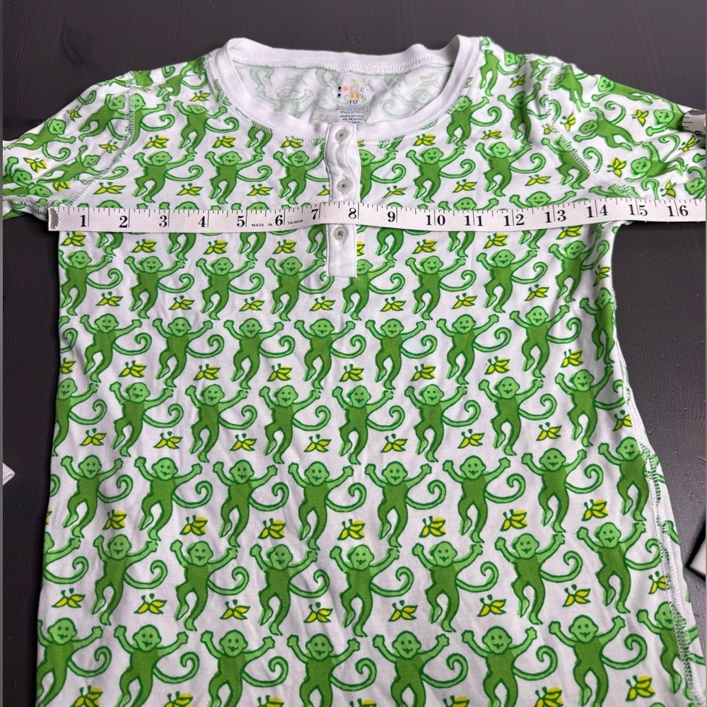 Roller Rabbit kids cozy monkey pajamas Emerald green Top - Picture 5 of 6
